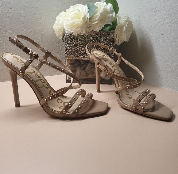 Sam Edelman Beige Studded Strappy Heels